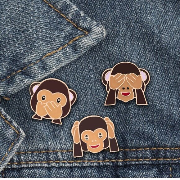 No Evil Monkey Collectible Enamel Pin Set x3 - Picture 1 of 2